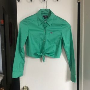Cropped Green Tie Blouse | Ralph Lauren